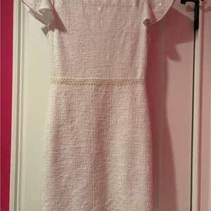 Girls' Pink Textured Short Sleeve Dress